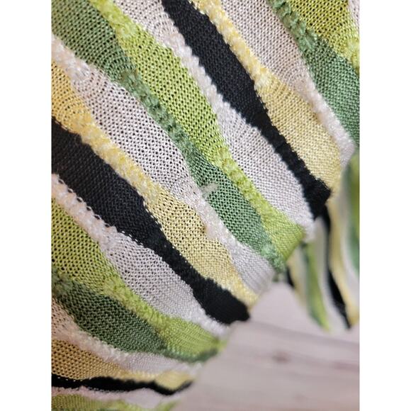 JM Collection Green Black Striped Lined Faux 3/4 Sleeve Top Women's Size XL - Picture 6 of 11